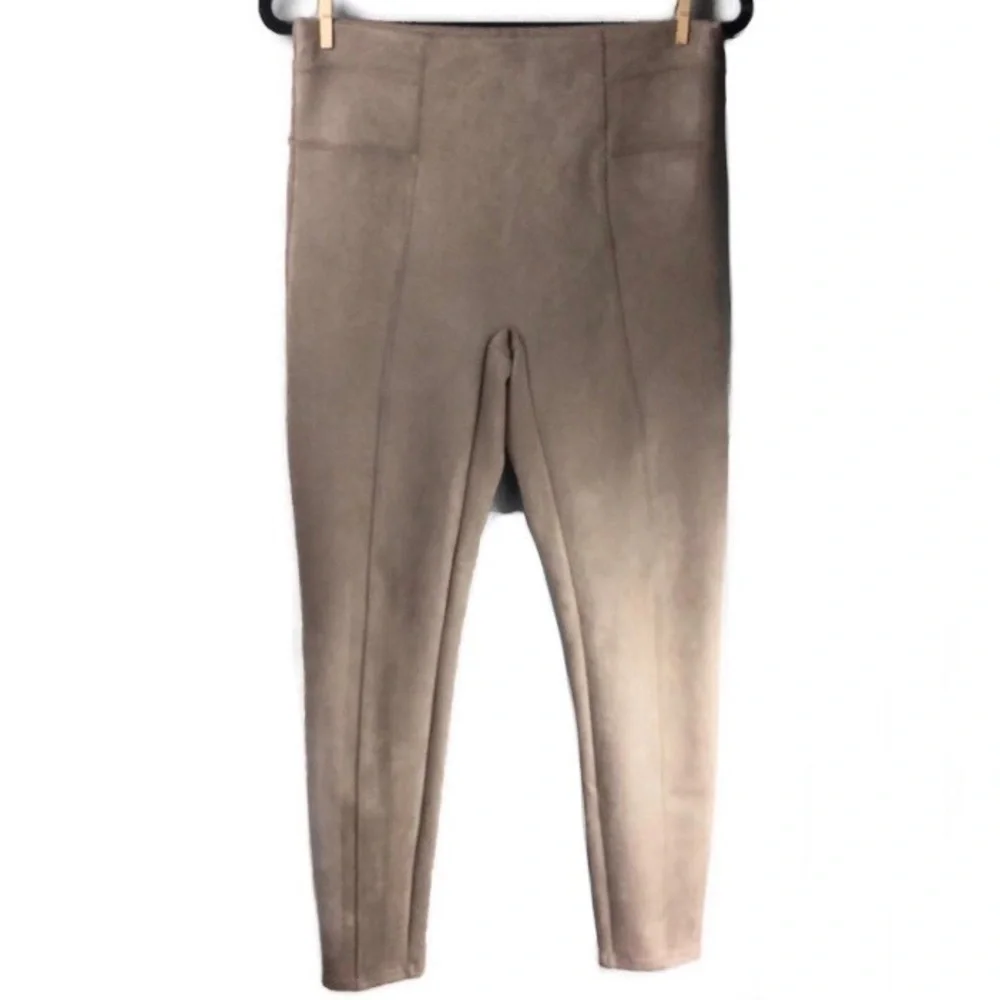 Spanx Camel Faux Suede Shaping Leggings Size Large